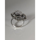 Silver steed large unique flower handmade silver ring with intricate floral filigree and sparkling stones