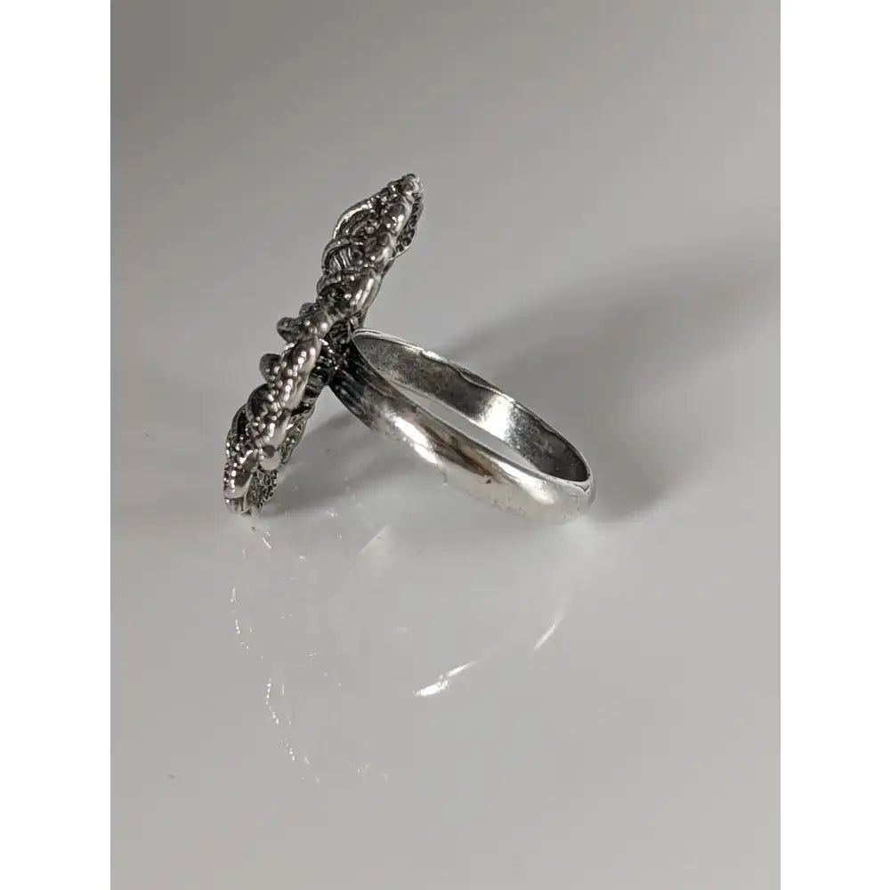 Silver steed large handmade silver ring with unique flower handmade design of intertwined vines or branches motif