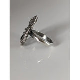 Silver steed large handmade silver ring with unique flower handmade design of intertwined vines or branches motif