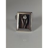 Silver Steed Large Unique Rose in a Frame Silver Ring Rings