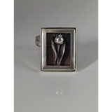 Silver Steed Large Unique Rose in a Frame Silver Ring Rings