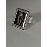 Silver Steed Large Unique Rose in a Frame Silver Ring Rings