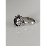 Silver Steed Large Zirconia in a Flower Silver Ring L Rings