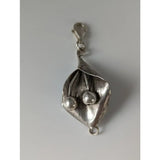 Silver steed leaf and berries silver charm featuring textured sterling silver leaf and two spherical beads with lobster clasp