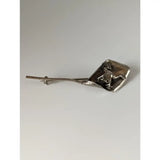 Silver steed leaf frog silver brooch with detailed 3d frog design on textured leaf-shaped silver backing