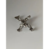 Silver steed leaping frog silver brooch in detailed silver with textured skin perfect for equestrian jewelry fans