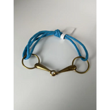 Silver Steed Leather Brass Snaffle Cord Bracelet Blue Bracelets