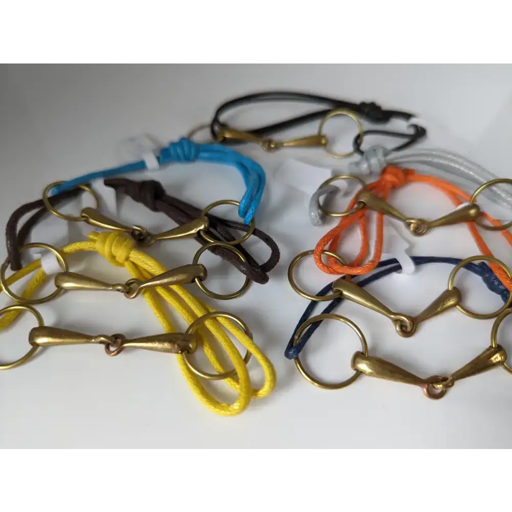 Silver Steed Leather Brass Snaffle Cord Bracelet Black Bracelets