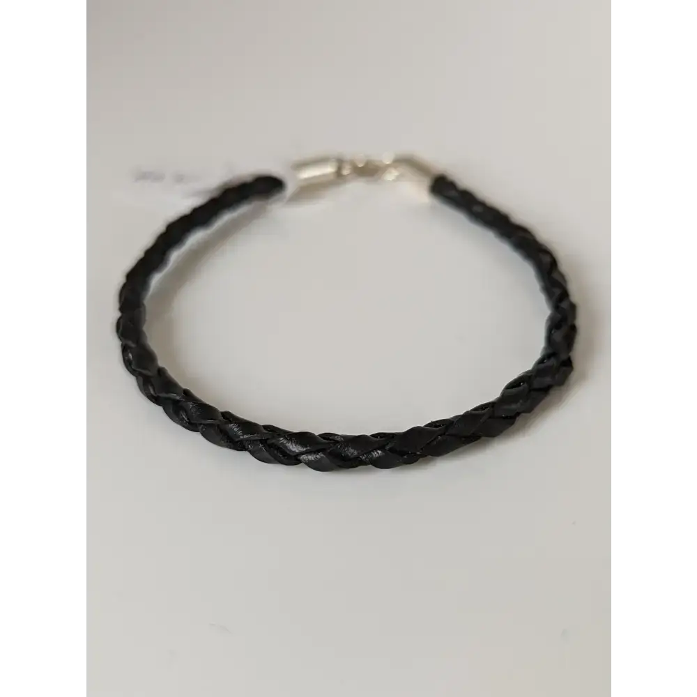 Silver Steed Leather Cord Bracelet Black 18.5cm Bracelets