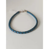 Silver steed leather blue braided leather cord bracelet with silver toned clasp for everyday style