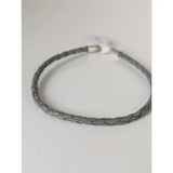 Gray braided leather cord bracelet with silver toned magnetic clasp from silver steed leather collection