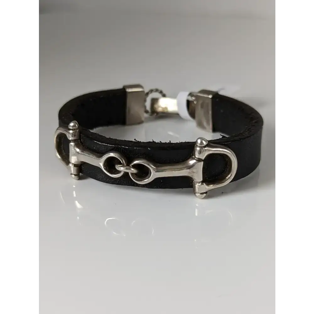 Silver Steed Leather Silver Snaffle Bracelet Small 19cm Bracelets
