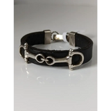 Silver Steed Leather Silver Snaffle Bracelet Small 19cm Bracelets