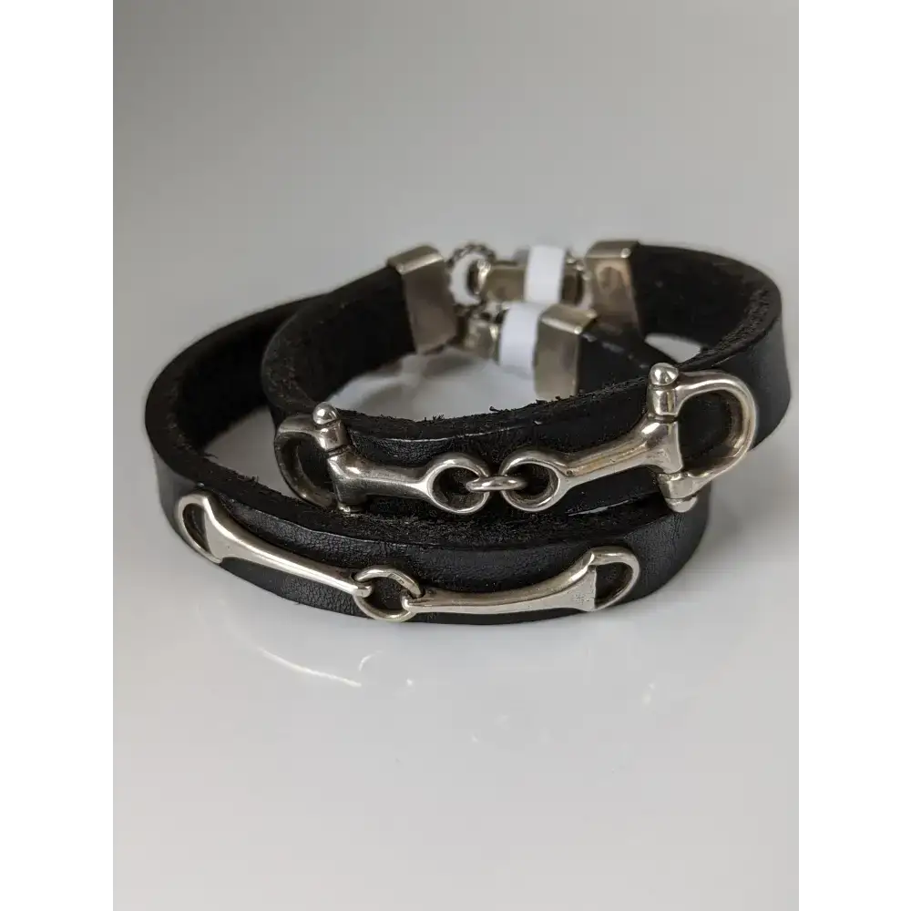 Silver Steed Leather Silver Snaffle Bracelet Small 19cm Bracelets
