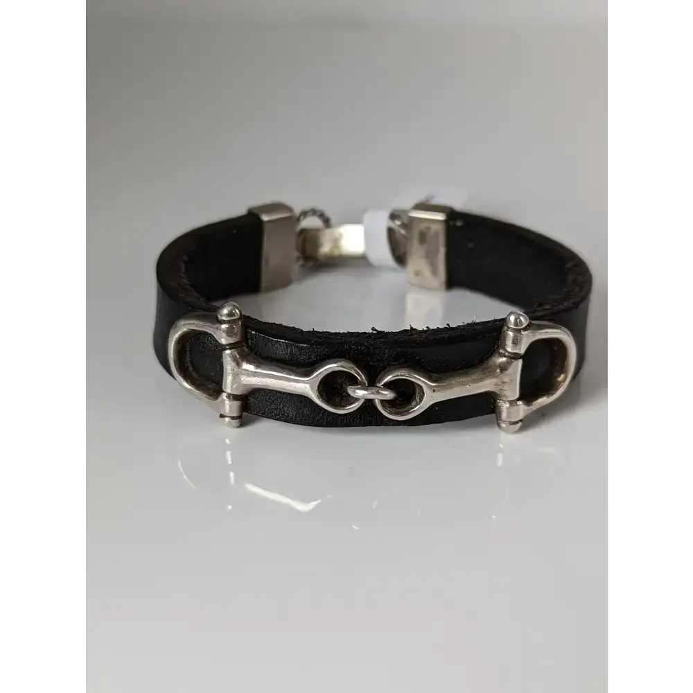 Silver Steed Leather Silver Snaffle Bracelet Medium 17cm Bracelets