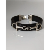 Silver Steed Leather Silver Snaffle Bracelet Medium 17cm Bracelets