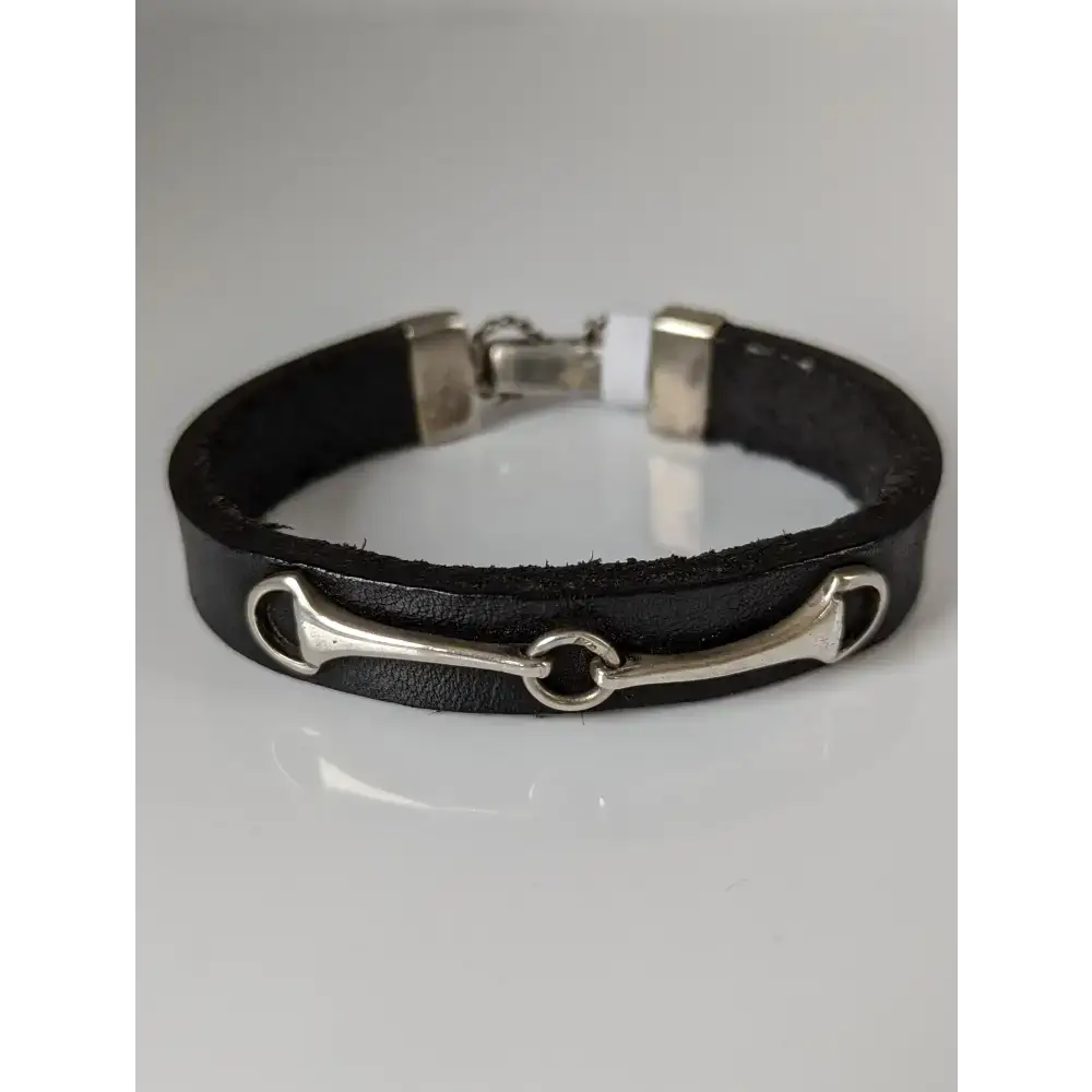 Silver Steed Leather Silver Snaffle Bracelet Small 19cm Bracelets