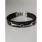 Silver Steed Leather Silver Snaffle Bracelet Small 19cm Bracelets