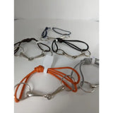 Orange braided leather silver steed leather snaffle cord bracelet with a silver horsebit charm