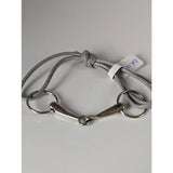 Gray braided snaffle cord bracelet with silver steed leather and silver-toned horsebit buckle detail