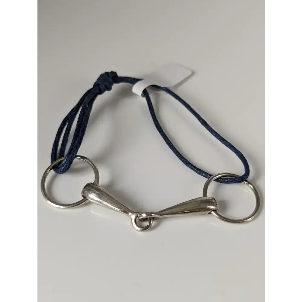 Silver Steed Leather Silver Snaffle Cord Bracelet Navy Bracelets