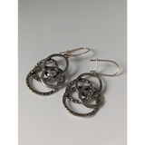 Silver Steed Linked Rings Dropped Earrings Earrings