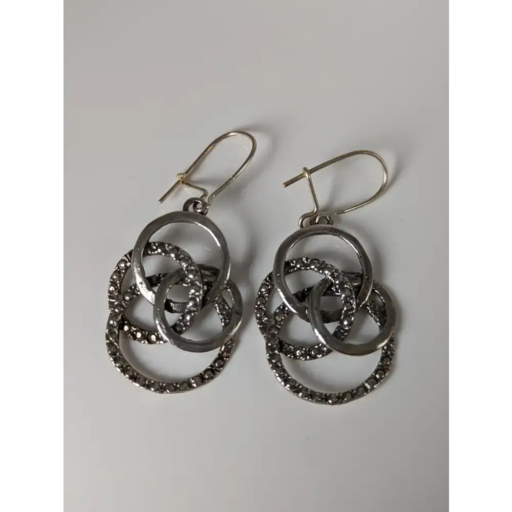Silver Steed Linked Rings Dropped Earrings Earrings