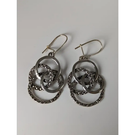 Silver Steed Linked Rings Dropped Earrings Earrings