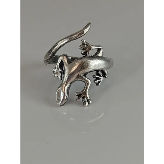 Silver Steed Lizard Ring Adjustable Rings