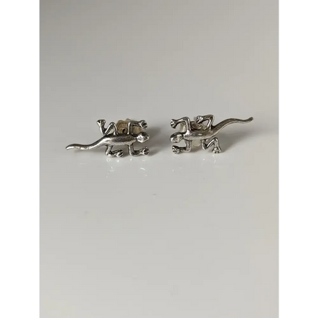 Silver Steed Lizard Stud Earrings Earrings