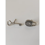 Silver Steed Lock and Key Stud Earrings Earrings
