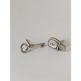 Silver Steed Lock and Key Stud Earrings Earrings