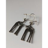 Silver Steed Long Cat Dropped Earrings Earrings