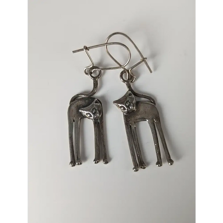 Silver Steed Long Cat Dropped Earrings Earrings