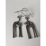 Silver steed long cat dropped earrings in silver with minimalist design and small round eyes for cat lovers