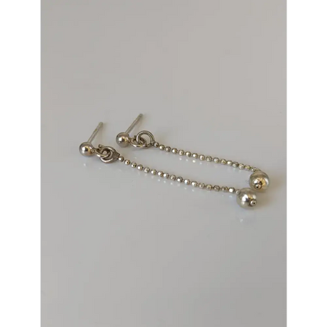 Silver Steed Long Delivate Silver Ball Stud Earrings Earrings