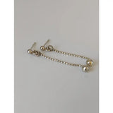 Silver steed long delivate silver ball stud earrings with sleek minimalist silver ball chain dangle design