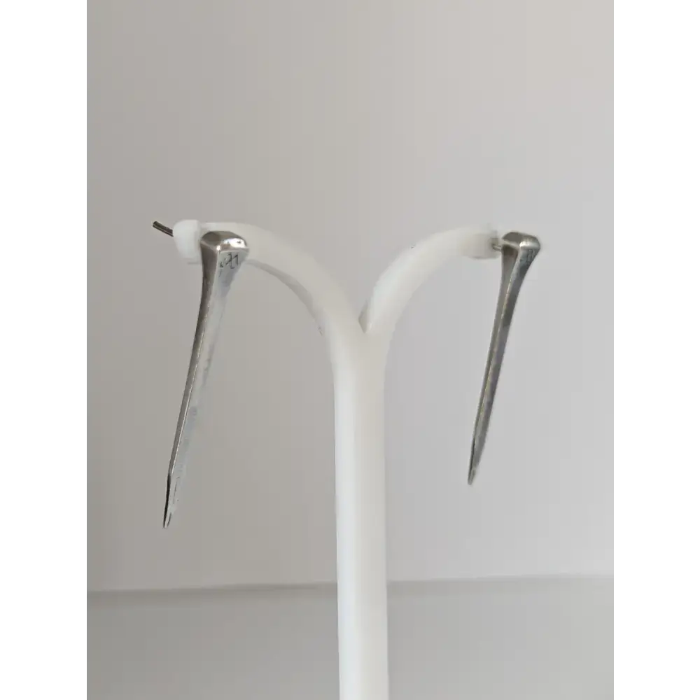 Silver Steed Long Hoof Nail Stud Earrings Earrings