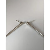 Silver steed long hoof nail stud earrings with angular silver tone and sleek polished metallic finish