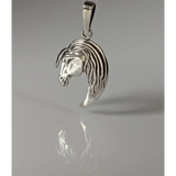 Silver Steed Long Mane Horse Head Silver Pendant Pendant