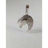 Silver Steed Long Mane Horse Head Silver Pendant Pendant