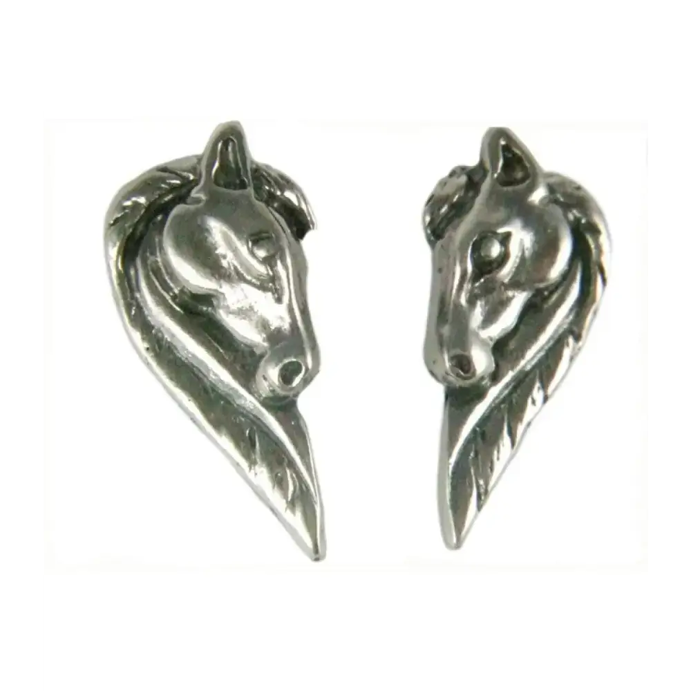 Silver Steed Long maned Horse Head Studs Earrings