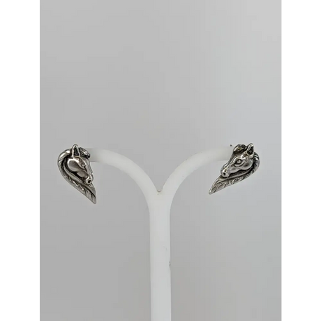 Silver Steed Long maned Horse Head Studs Earrings