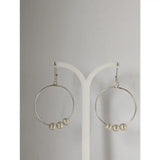 Silver steed loop sterling silver hoops with three textured buds dangling earrings in silver color