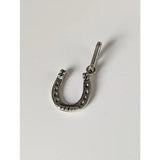 Silver steed lucky horseshoe silver pendant with small round studs and polished sterling silver bail for attachment