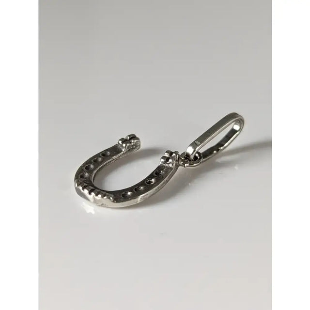 Silver steed lucky sterling silver horseshoe silver pendant with polished finish and circular indentations