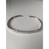 Silver steed magnetic solid silver bracelet with hammered texture and rounded ends in silver tone