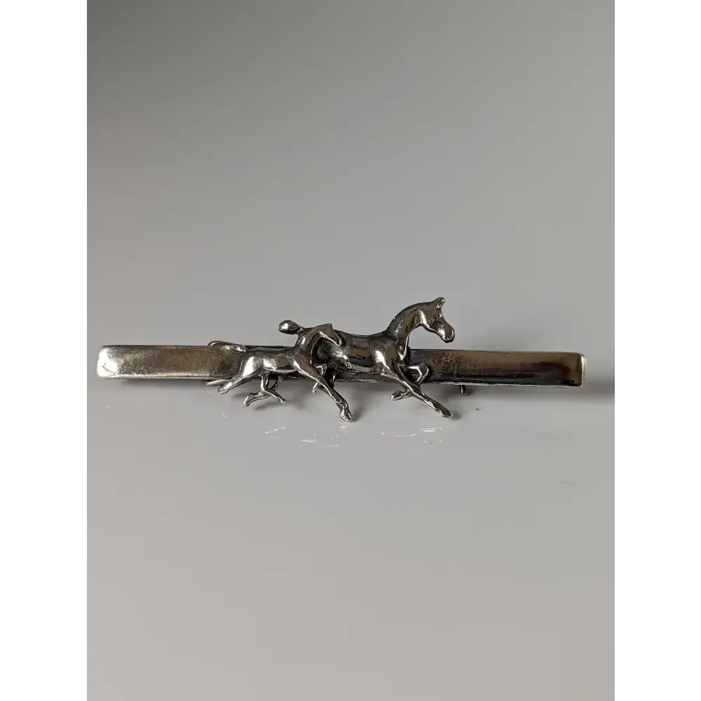 Silver Steed Mare & Foal Brooch / Stock Tie Pin Brooches