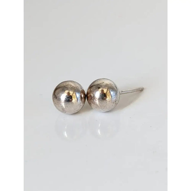 Silver steed medium balls stud earrings in silver with a matte finish and subtle texture for everyday wear