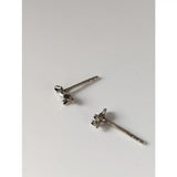 Silver steed mouse stud earrings with delicate silver flower design featuring tiny petals and subtle texture